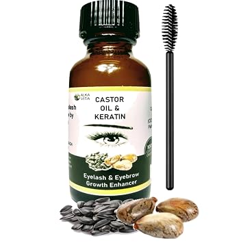 Eyelash Eyebrow Growth Promoter Pure Castor Oil & Organic Keratin By ALKA VITA
