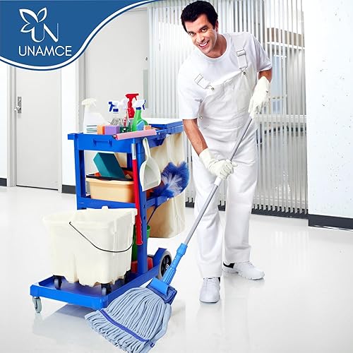 Miniatura 3 de Paquete de 2 cabezales de trapeador de microfibra resistentes de repuesto, resistente, azul, lavable a máquina, extra absorbente, extra grande, para