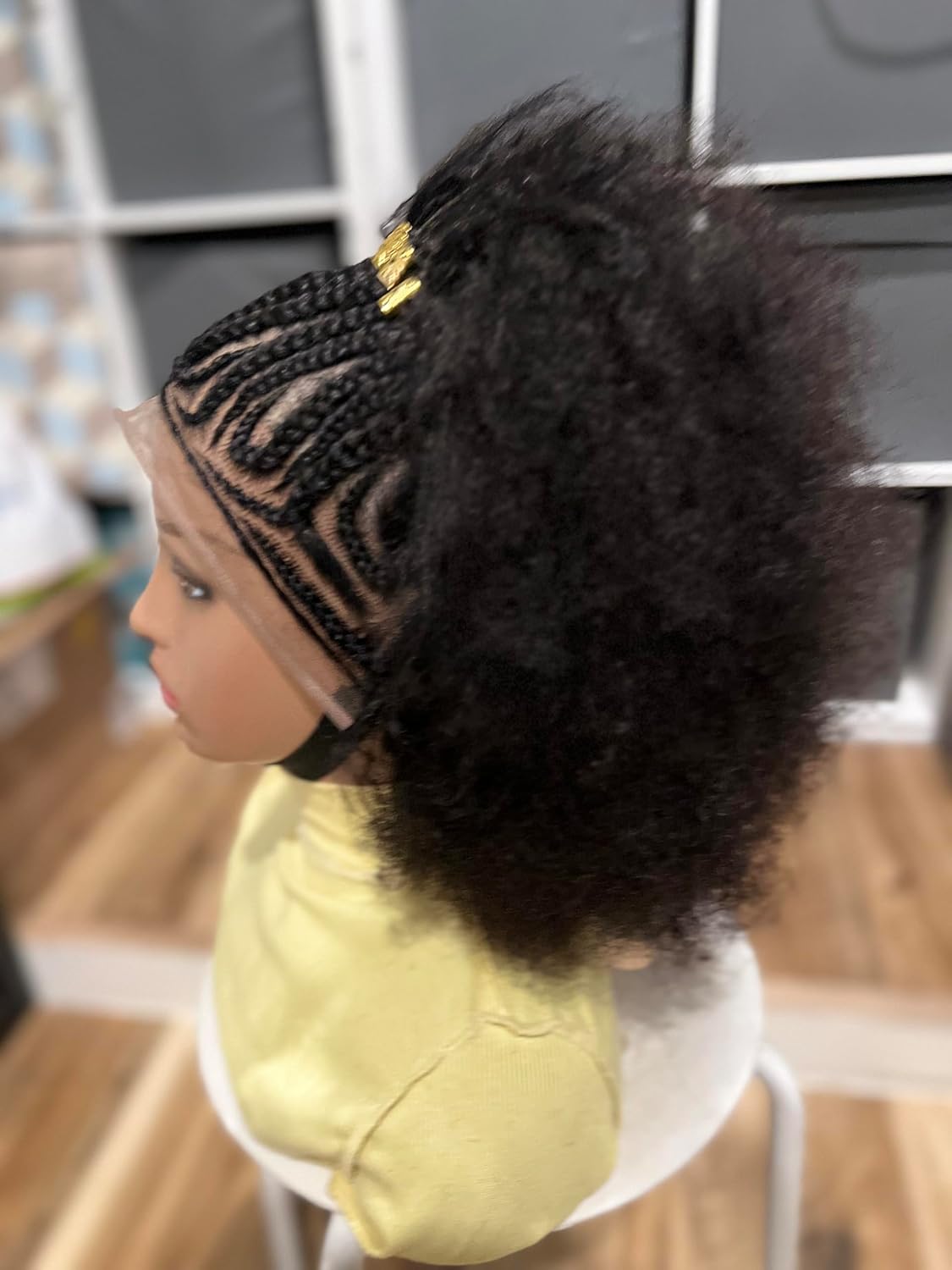 Braided wig, Afro wig, human hair braided wig. Made on a lace frontal Wig for black women.