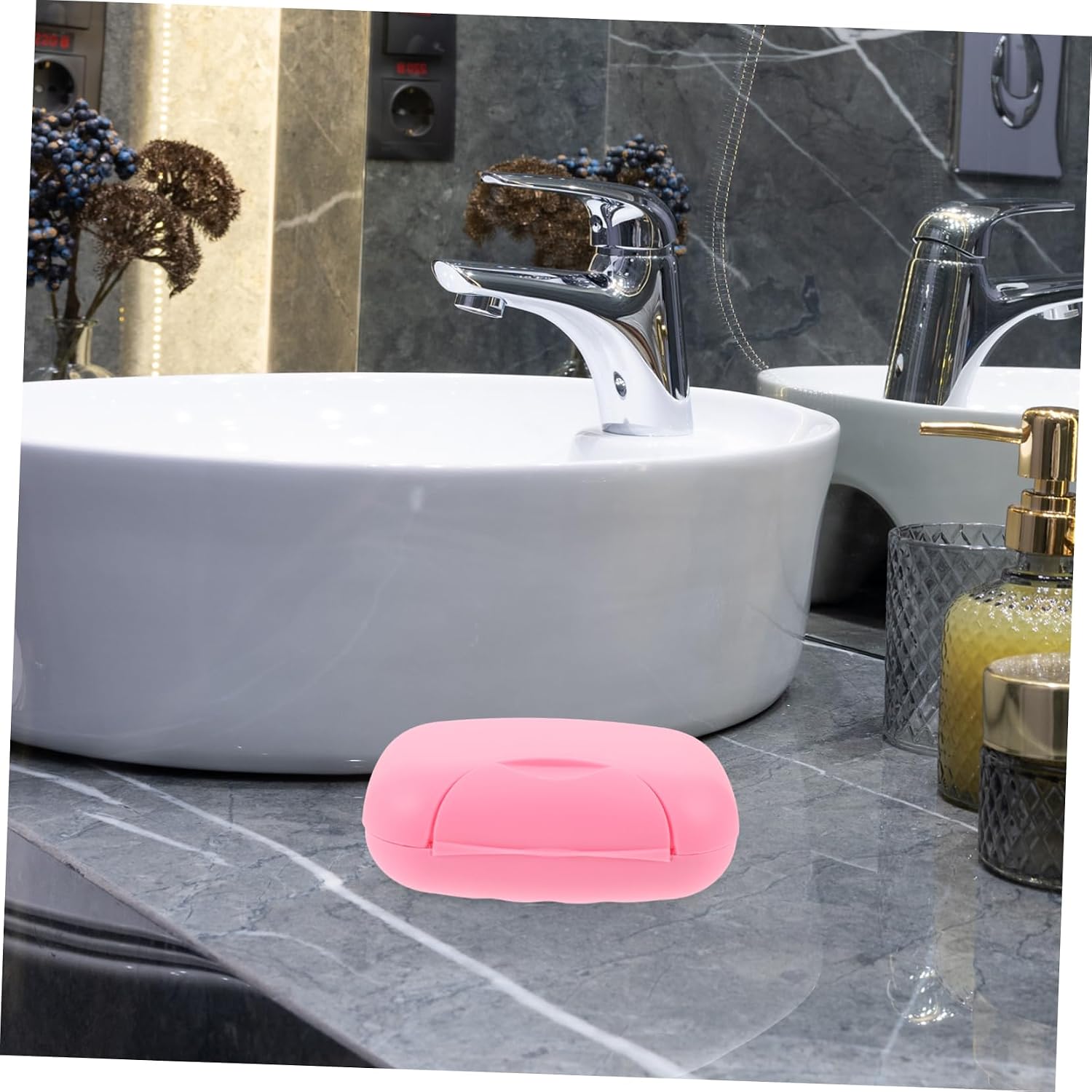 Cabilock Portable Large Soap Box with Lock Leakproof Soap Holder Container for Travel Hiking Camping Lightweight Sealed Case Pink