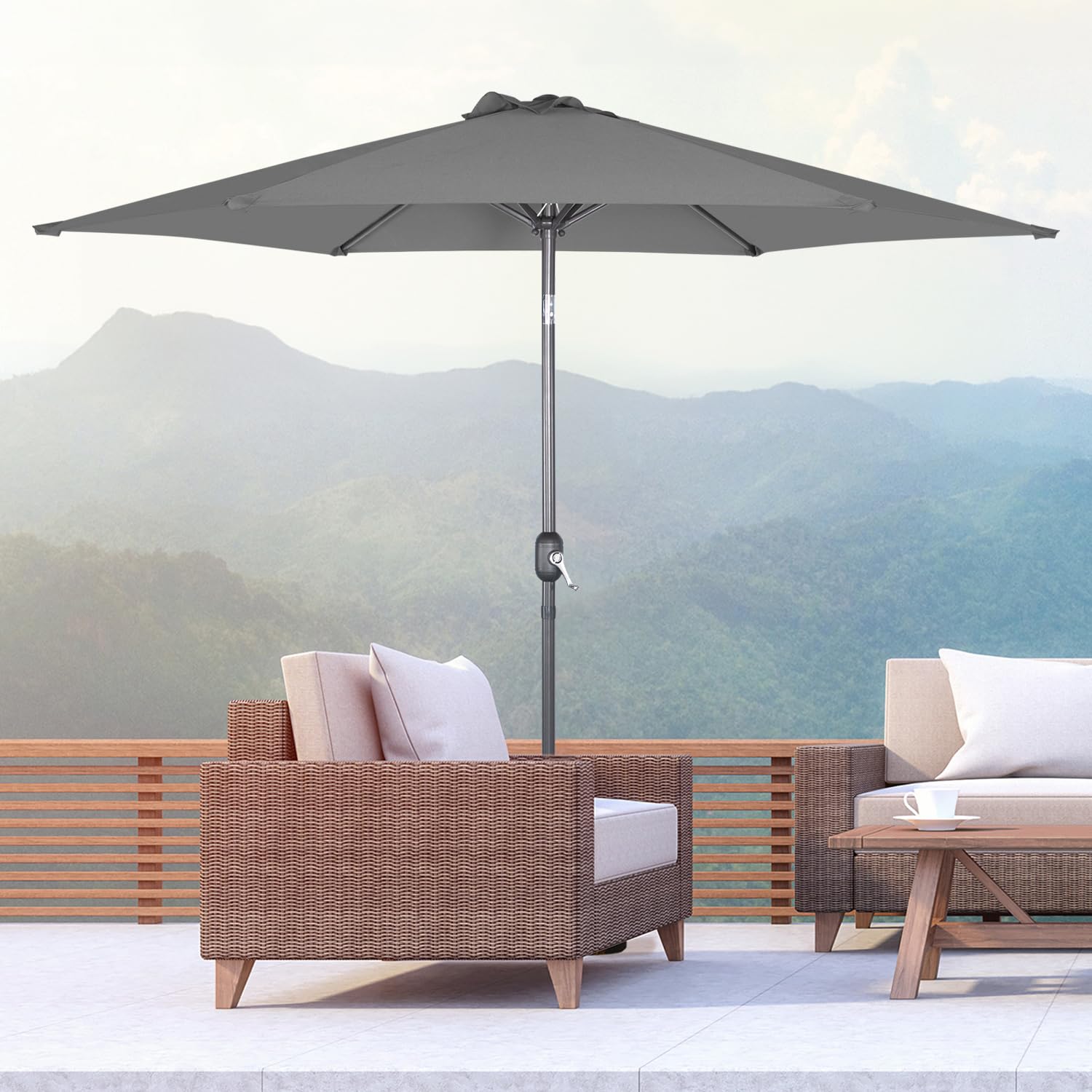 Angel Living 270 cm Parasol Ogrodowy z Mechanizmem Regulacji Nachylenia – Parasol do Ogrodu, na Patio, Taras i Balkon