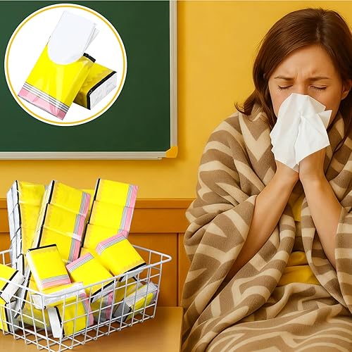 Miniatura 17 de Ctosree Paquete de 50 pañuelos de bolsillo de Navidad, paquetes de viaje de Feliz Navidad, 500 hojas, copos de nieve, pequeños pañuelos