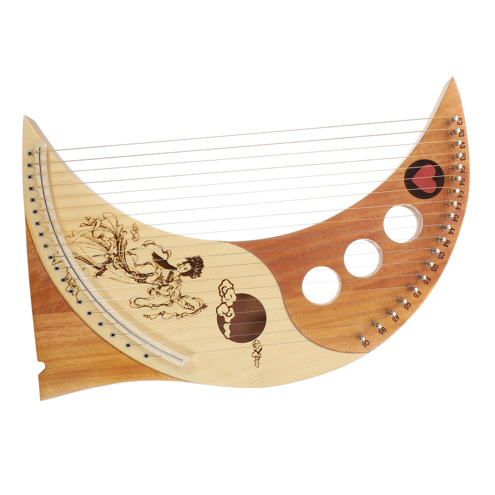 Milisten Lira a 19 Corde in Legno di Cedro per Ragazzo Ragazza e Principianti, Strumento Musicale Portatile Suoni Brillanti e Accessori Extra per Accordatura Colore Casuale