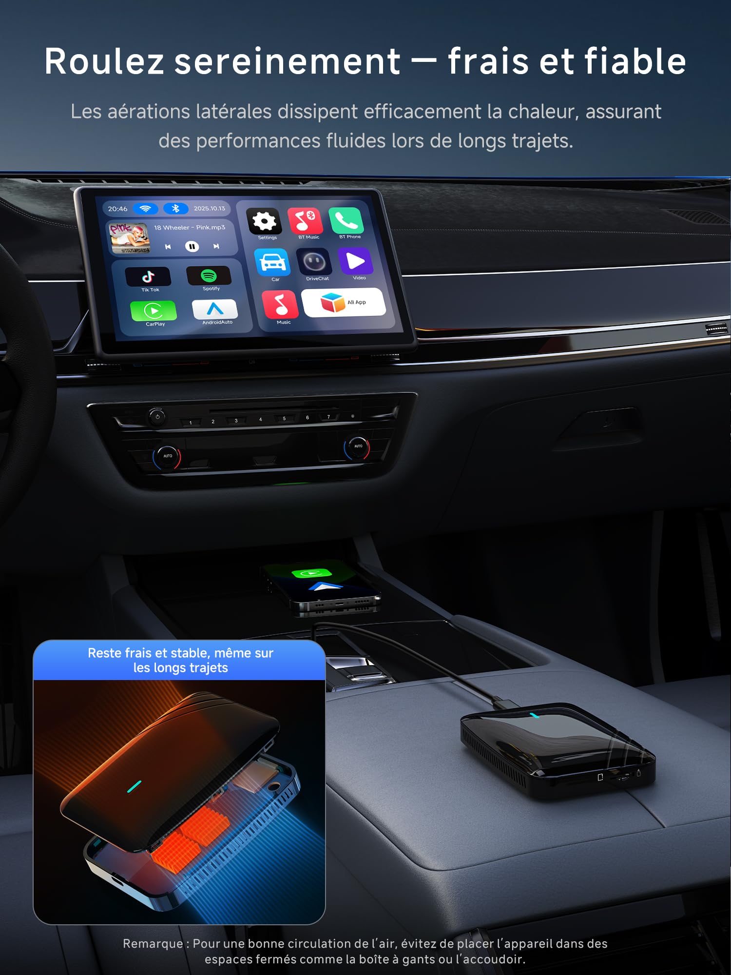 AI Box CarPlay/Android Auto Wireless Adapter, 4G+32G, Performance-Upgrade für Autos mit Kabel-CarPlay für Netflix/YouTube/TikTok, DriveChat AI, Dual-WiFi, IoT-Hub & Y-Kabel, CB4B