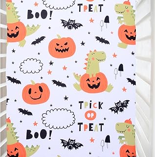 Cloele Halloween Pumpkin Crib Sheet Dinosaur Fitted Sheet for Boys Girls - 1 Pack Baby Nursery Sheet Cozy Bed Sheet for Standard Crib and Toddler Mattresses - Bats Crib Mattress Infant Toddler Sheet