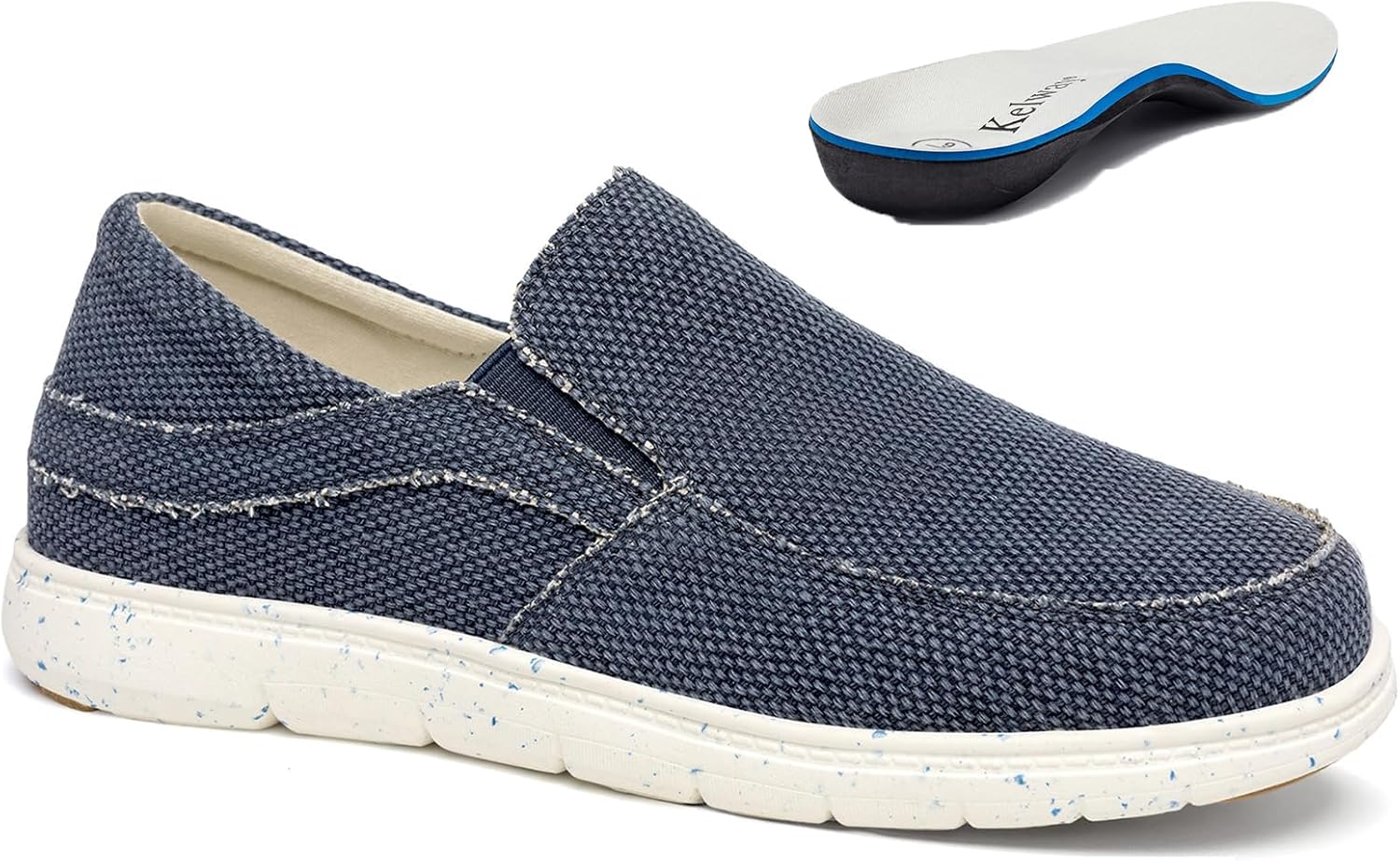 Kelway Mens Slip On Shoes, Arch Support Loafers Orthopedic Casual Boat Shoes/Recycled Outsole/Non-Slip/Breathable/Wide Toe Box