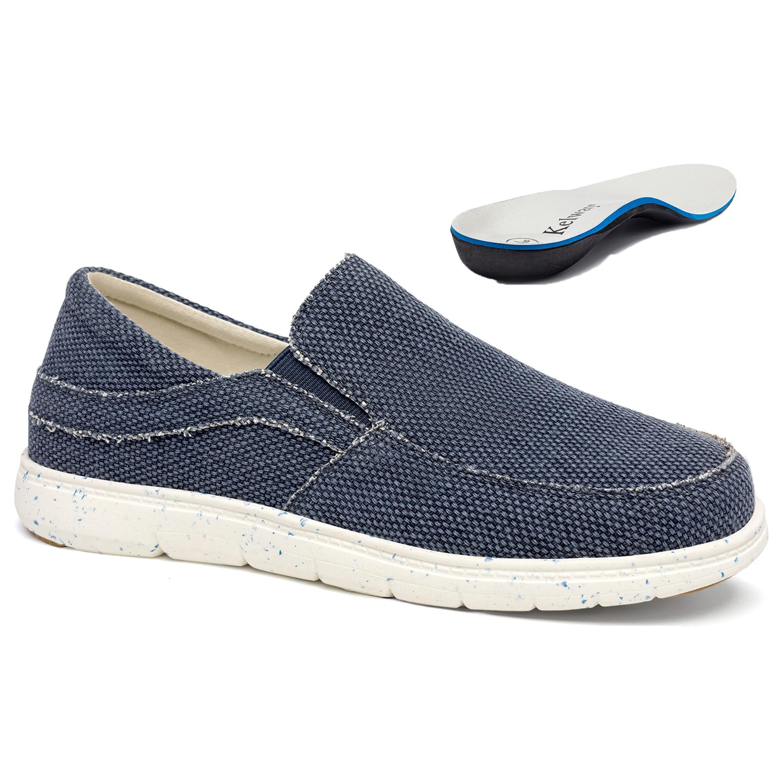 Kelway Mens Slip On Shoes, Arch Support Loafers Orthopedic Casual Boat Shoes/Recycled Outsole/Non-Slip/Breathable/Wide Toe Box