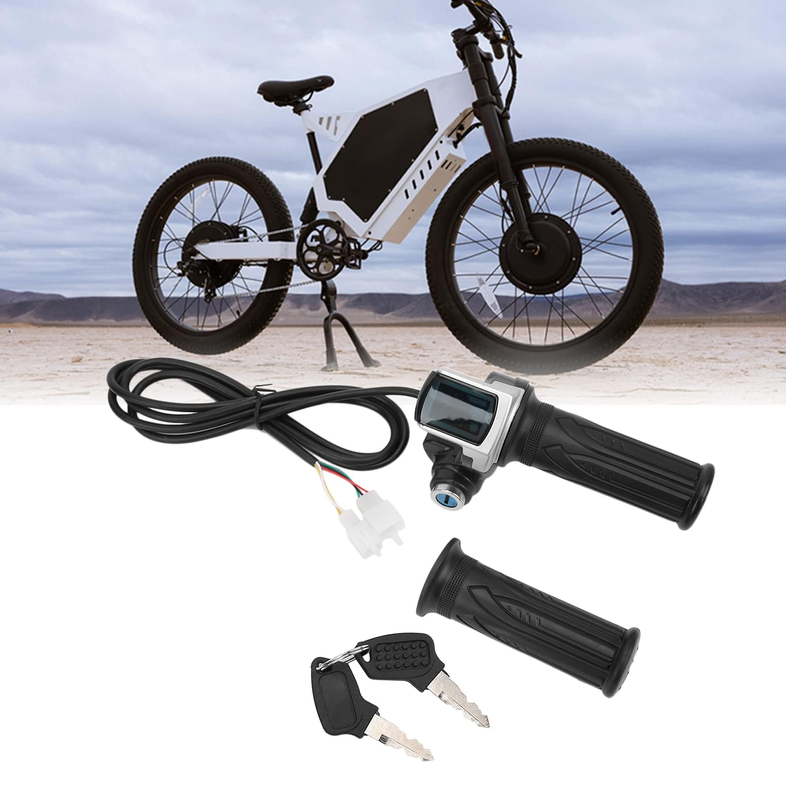 Uchwyty Uchwytu Przepustnicy, Rower Elektryczny Twist Uchwyt Przepustnicy Zestaw Kluczyków Wskaźnik LED do Skutera Motocyklowego 48V