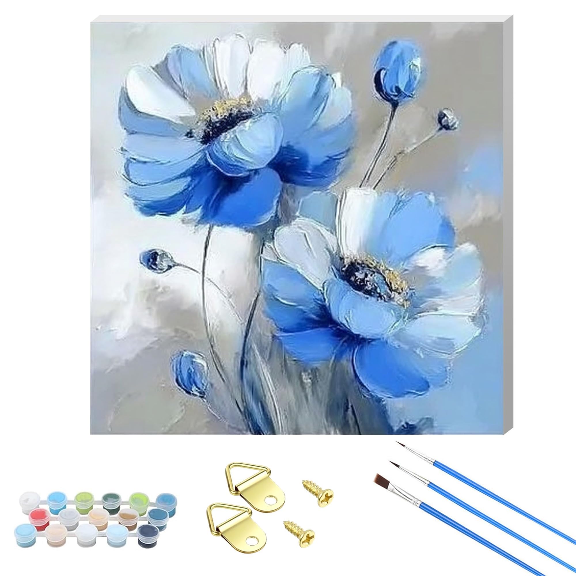 Nianxi Flower8 Wooden Framed Adult Poppy Paint By Number Kits,Easy Flower Painting Kits On Canvas,Color By Numbers Acrylic Watercolor Gifts For Friends Home Wall Decor(Flower8)