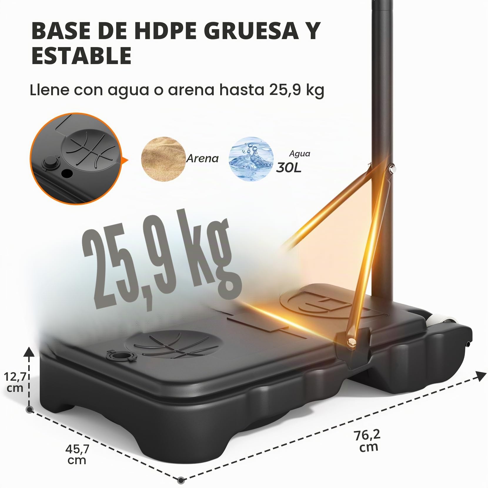 Cesta de baloncesto exterior, cesta de baloncesto infantil, ajustable en altura de 110 a 210 cm, para interior y exterior