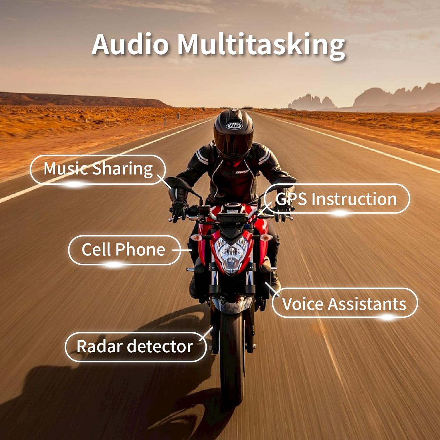 Salut Motorcycle Bluetooth Intercom Headset - Helmet Communication System, Waterproof Speaker, Voice Comm Earbuds, Helmet Headphone, Noise Cancellation(Duo Black) Duo Packs New Version Black image 8 of 8 B0CYLLHYC3