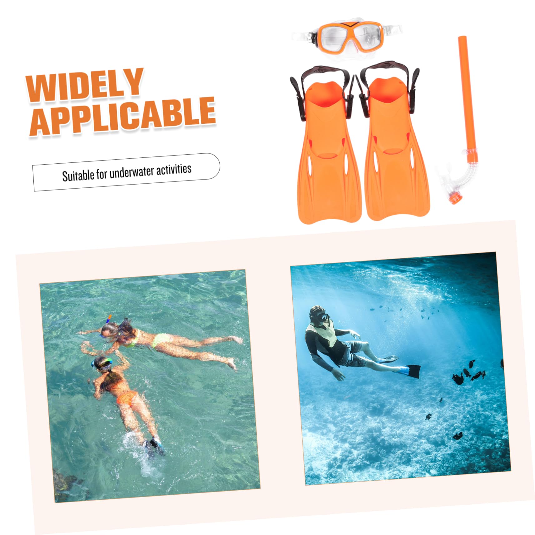 NULYLU Portable Snorkeling Gear Set Snorkel Mask Snorkel and Fins for Adults Boys and Girls