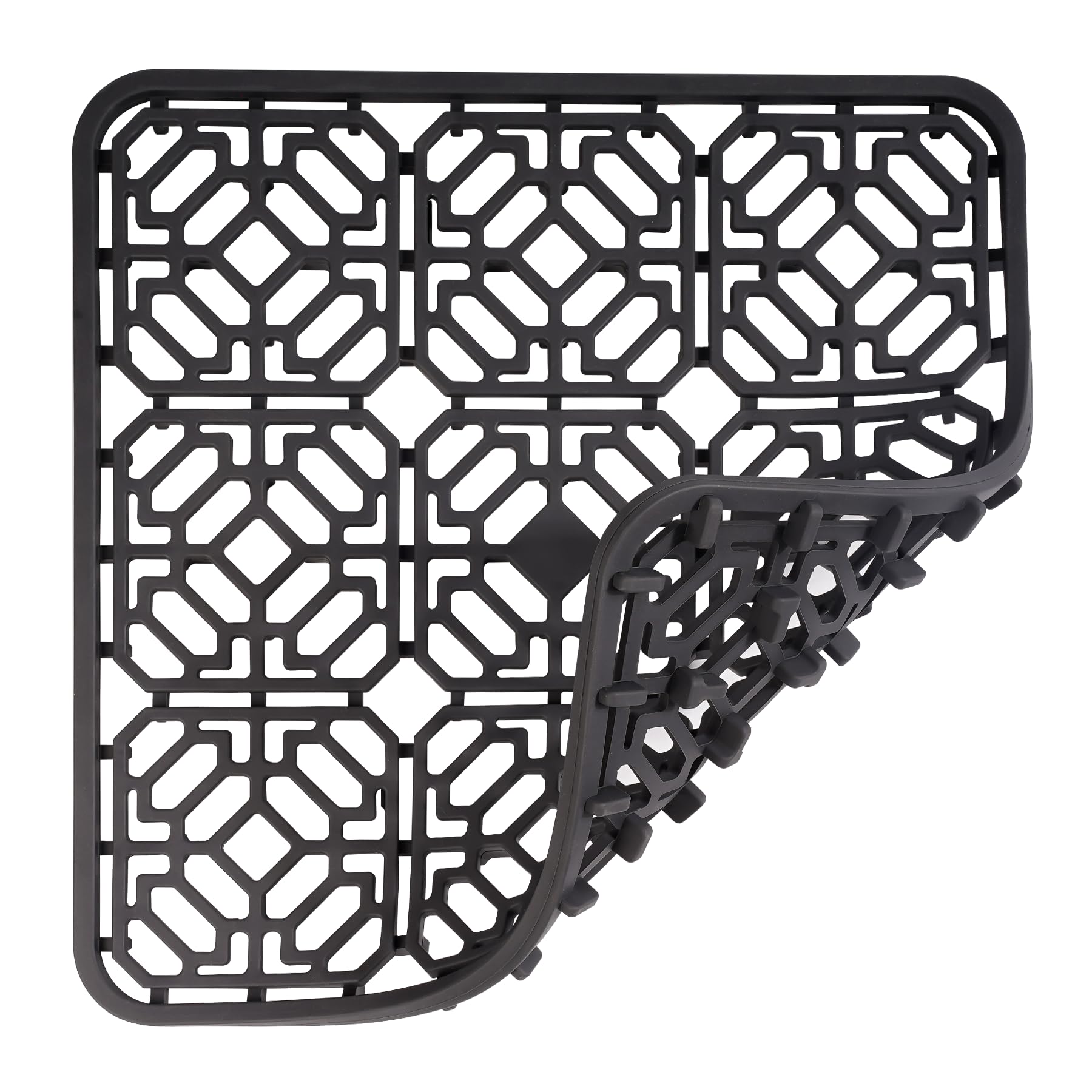 Tappetino per Lavello Cucina 30x30 cm,Silicone Tappetino per Lavello,Proteggi Lavandino Cucina Adatto ai Piani di Lavoro della Cucina,Resistente al Calore e Antiscivolo (Grigio Scuro)