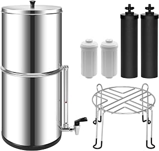 2.25 Gallon Gravity - Fed Water Filter System Bundle with Stand, Water Filter System for Home Camping Hiking RV