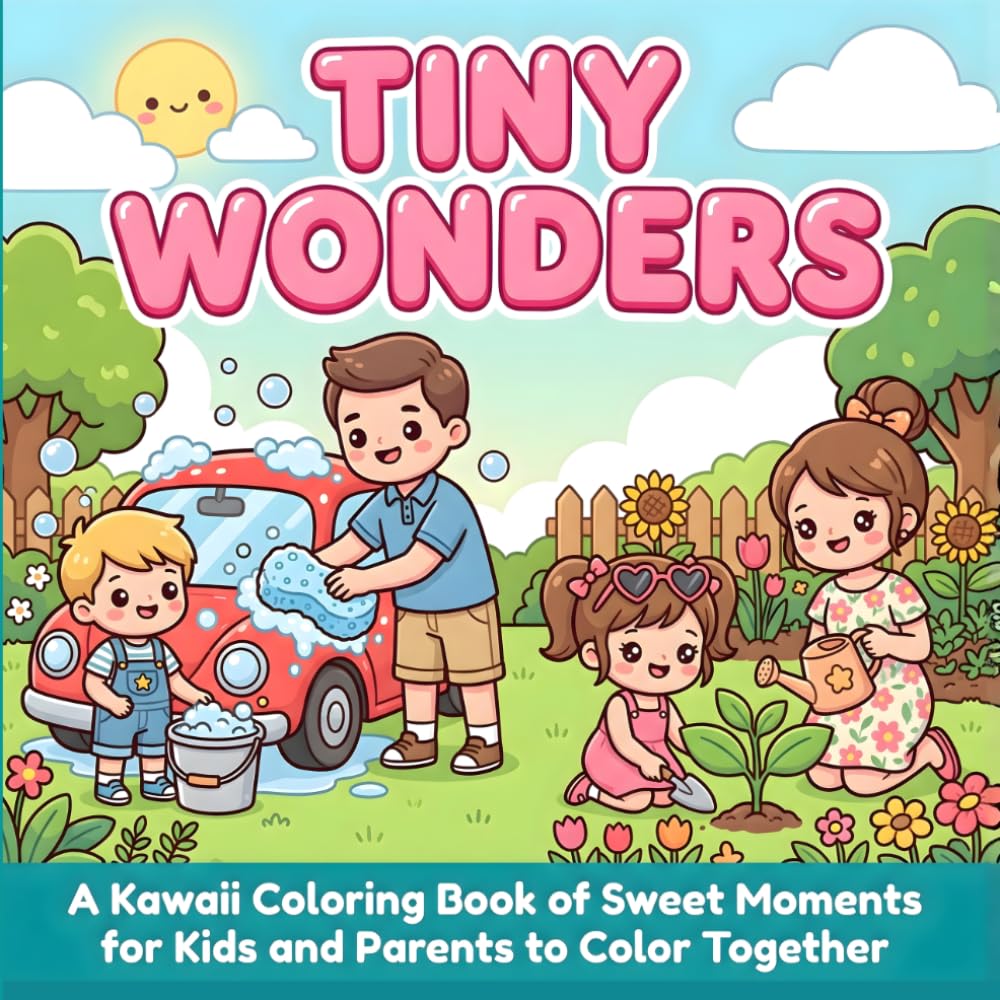 Tiny Wonders: A Kawaii Coloring Book of Sweet Moments for Kids and Parents to Color Together