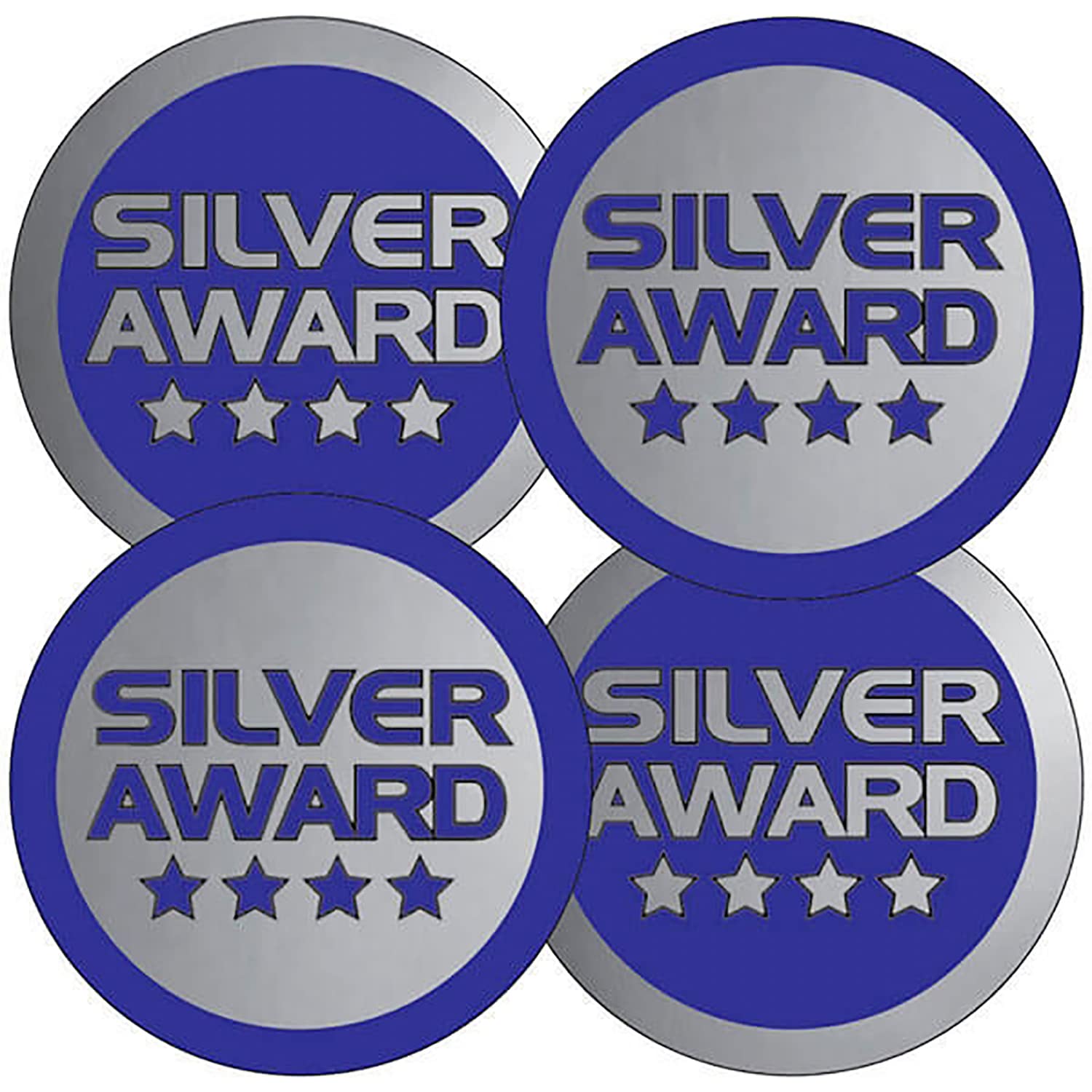Primary Teaching Services Ltd Blue, Silver 175 Metallic Shiny Silver Award School Behaviour Praise Childrens Reward Stickers 37Mm Primary Teaching Services
