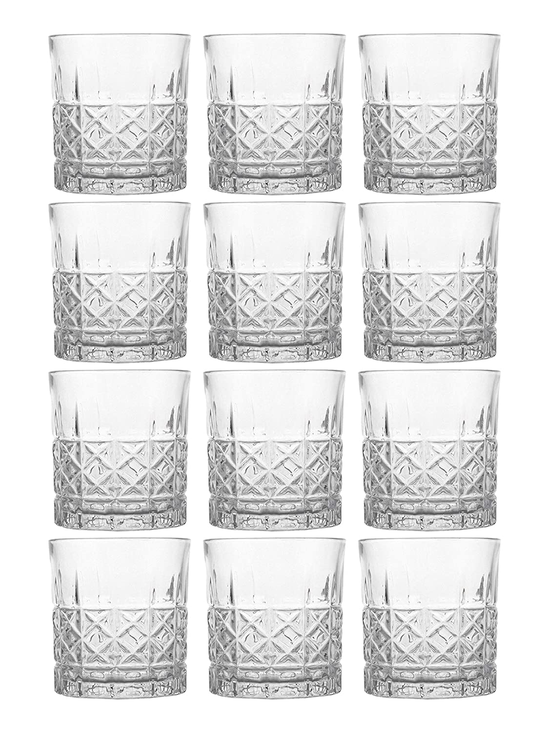 MZP Italin Premium Luxury Whiskey Glass (Set of 2) - 300ml Crystal Cut Barware Drinking Glasses for Whisky, Bourbon, Scotch, Liquor, Cocktail Drinks - Transparent Old Fashioned Cocktail Glass (300 ml, 2) 1