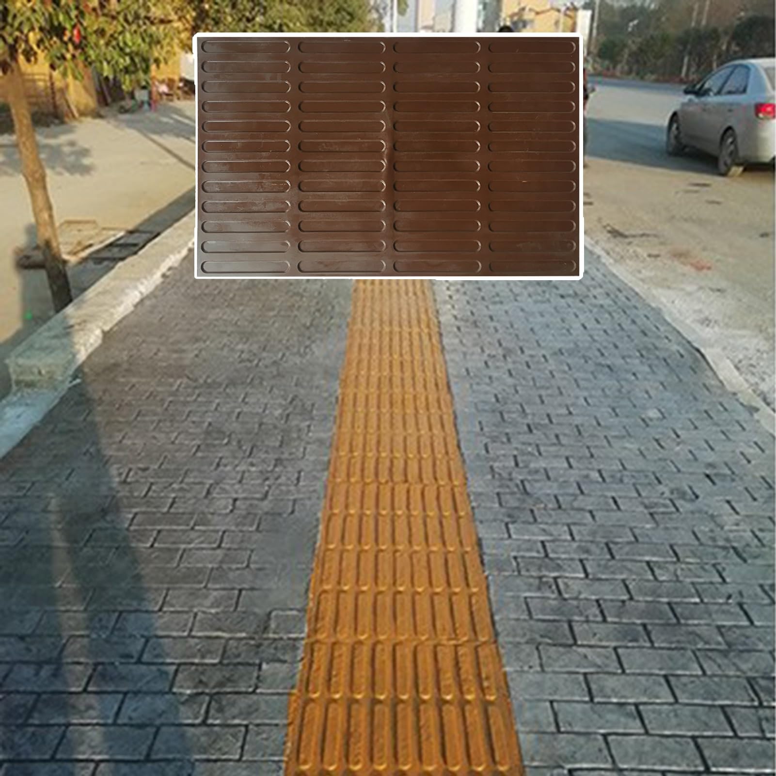 JYBNBBE Concrete Stamps Mats, Tactile Paving Blind Path Mold, Polyurethane Stamping Texture Mat, Reusable Concrete Imprint Pad (95x60cm(37.4x23.6))