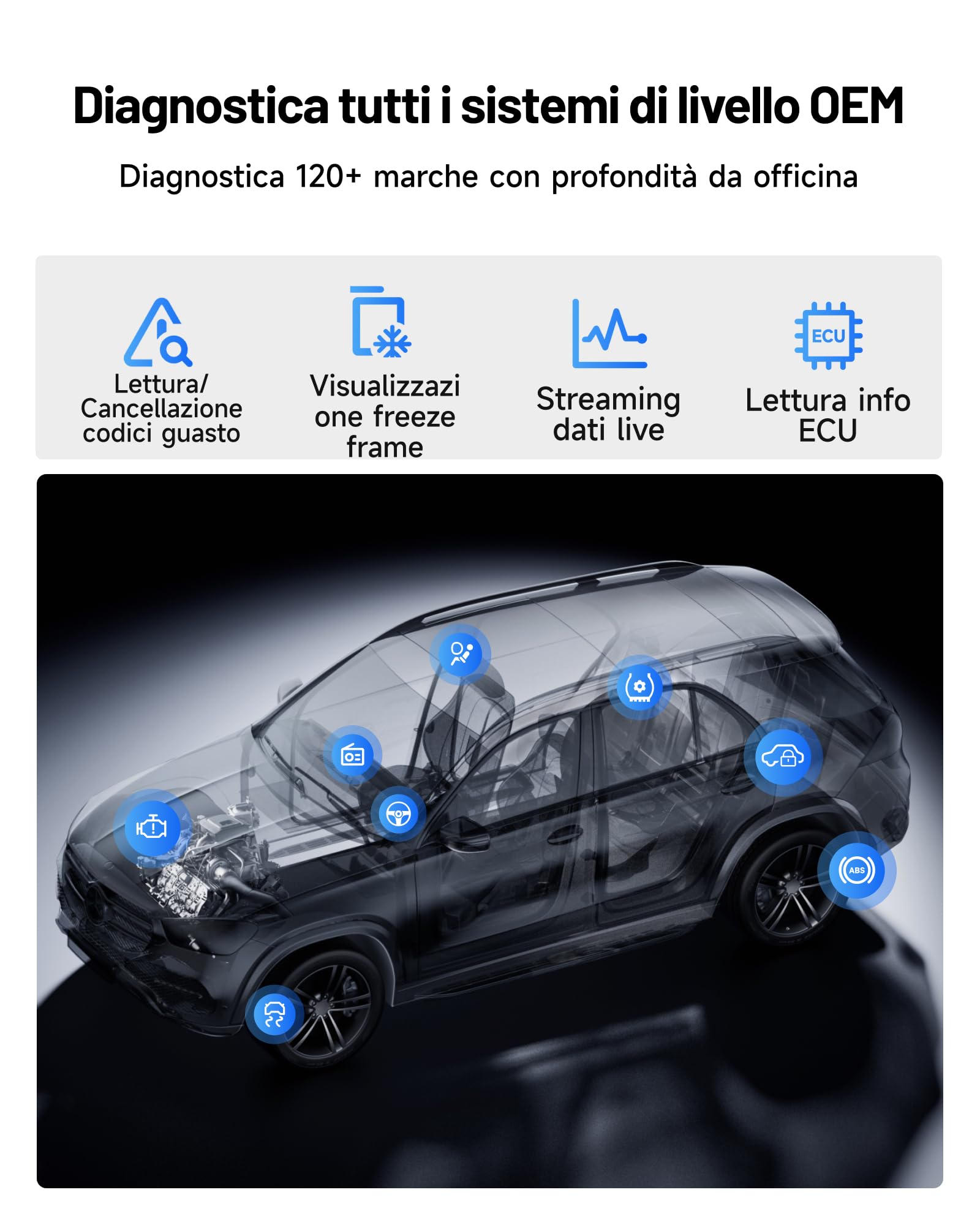 TOPDON ONE OBD2 Auto Diagnostica, Codifica ECU & Controllo bidirezionale, Mappatura topologia OE, J2534 Pass-Thru, 50+ Servizi, CAN-FD & DoIP, Accesso FCA/Renault/VAG SFD SGW, TopFix IA, 10,1 Pollici