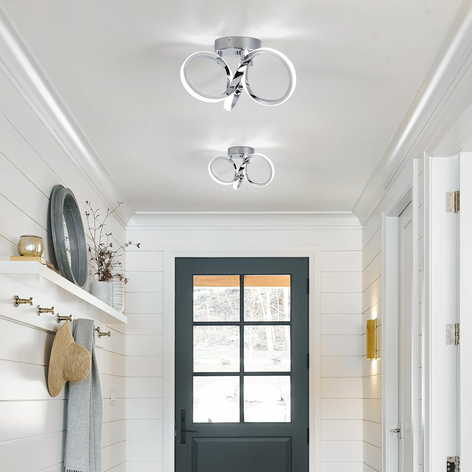 Modern LED Ceiling Light, 6000K Semi Flush Mount Ceiling Light Fixture, Close to Ceiling Lights for Hallway Bedroom Corridor Aisle Bathroom Ceiling Lamp