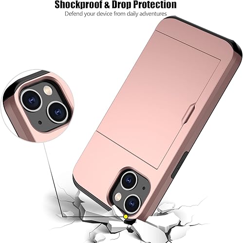 Miniatura 5 de Nvollnoe Funda compatible con iPhone 15 con tarjetero resistente de protección de doble capa a prueba de golpes, ranura para tarjetas oculta,
