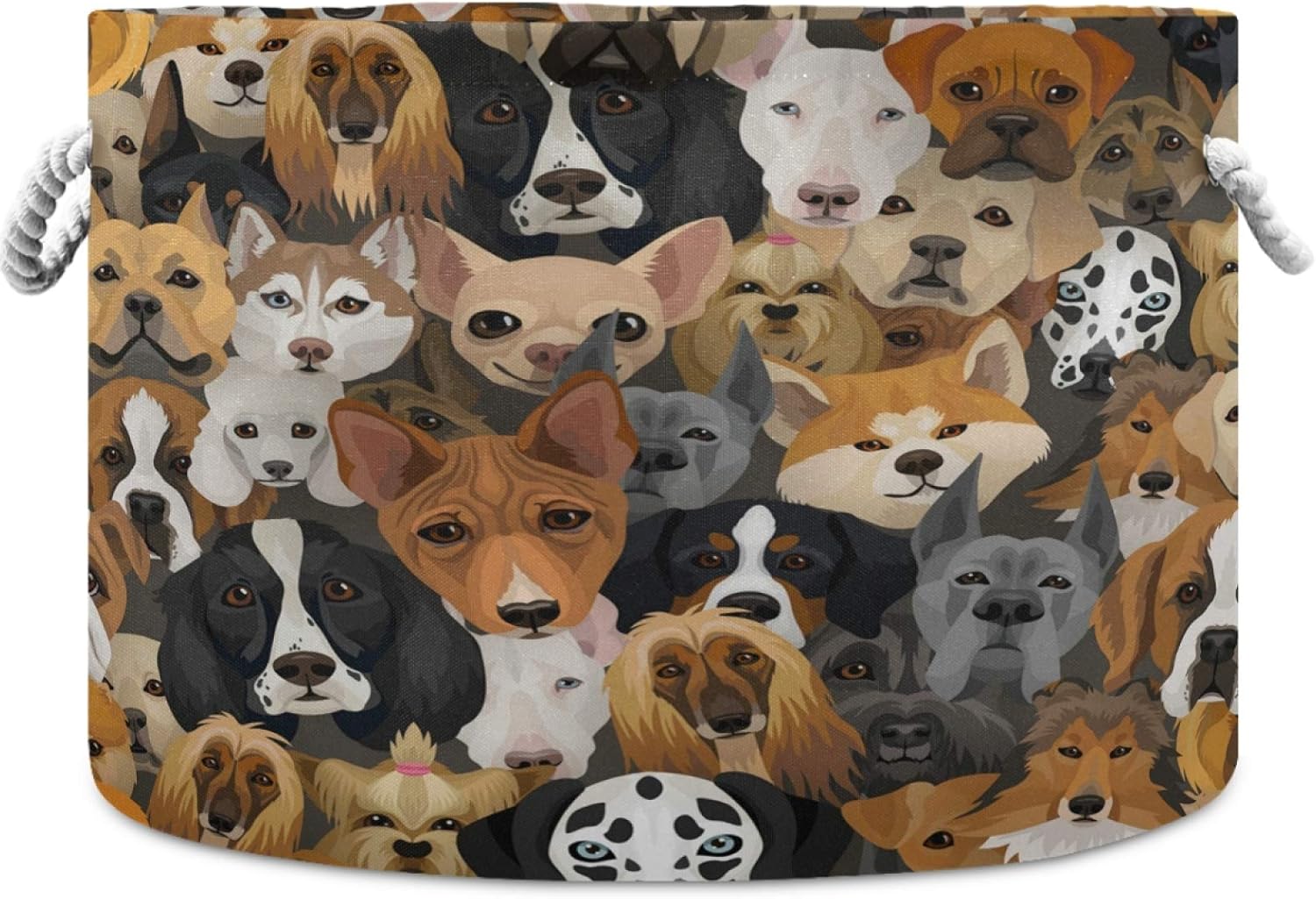 visesunny Collapsible Large Capacity Basket Assorted Brown Dog Animal Clothes Toy Storage Hamper with Durable Cotton Handles Home Organizer Solution for Bathroom, Bedroom, Nursery, Laundry,Closet