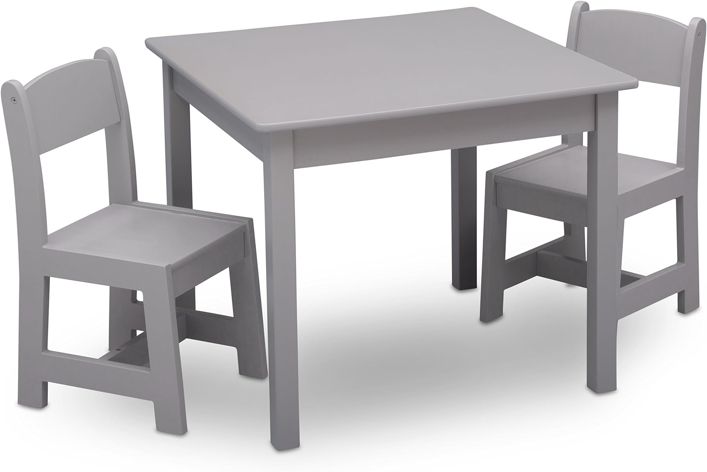 Delta Children MySize Kids Wood Table and Chair Set (2 Chairs Included) - Ideal for Arts & Crafts, Snack Time & More - Greenguard Gold Certified, Grey, 3 Piece Set