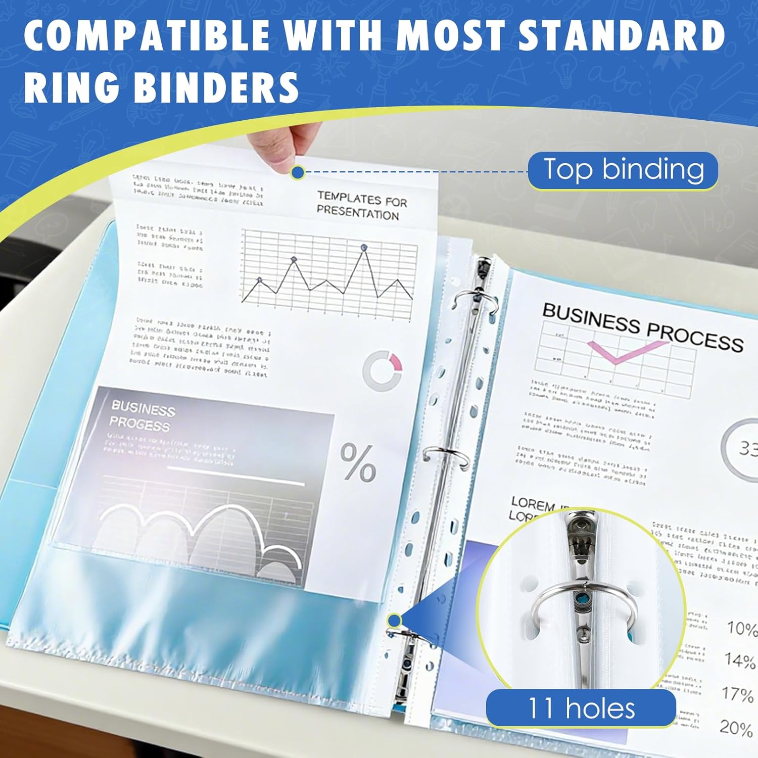 OHYEYE 500 Pack Clear Plastic Page, Sheet Protectors, Heavy Duty Clear Page Protectors for 3 Ring Binder, Top Loading Binder Sleeves, Fits A4 Paper 8.27 x 11.69 inch, Document Protector