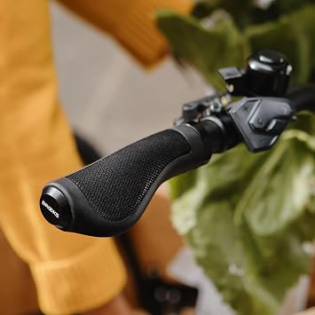 Brooks England Ergonomic Rubber Bike Grips Black, 130/130 mm Lock-On Grips with Waterproof Nylon for 22.2 mm Flat Handlebars | bike-grips-and-accessories