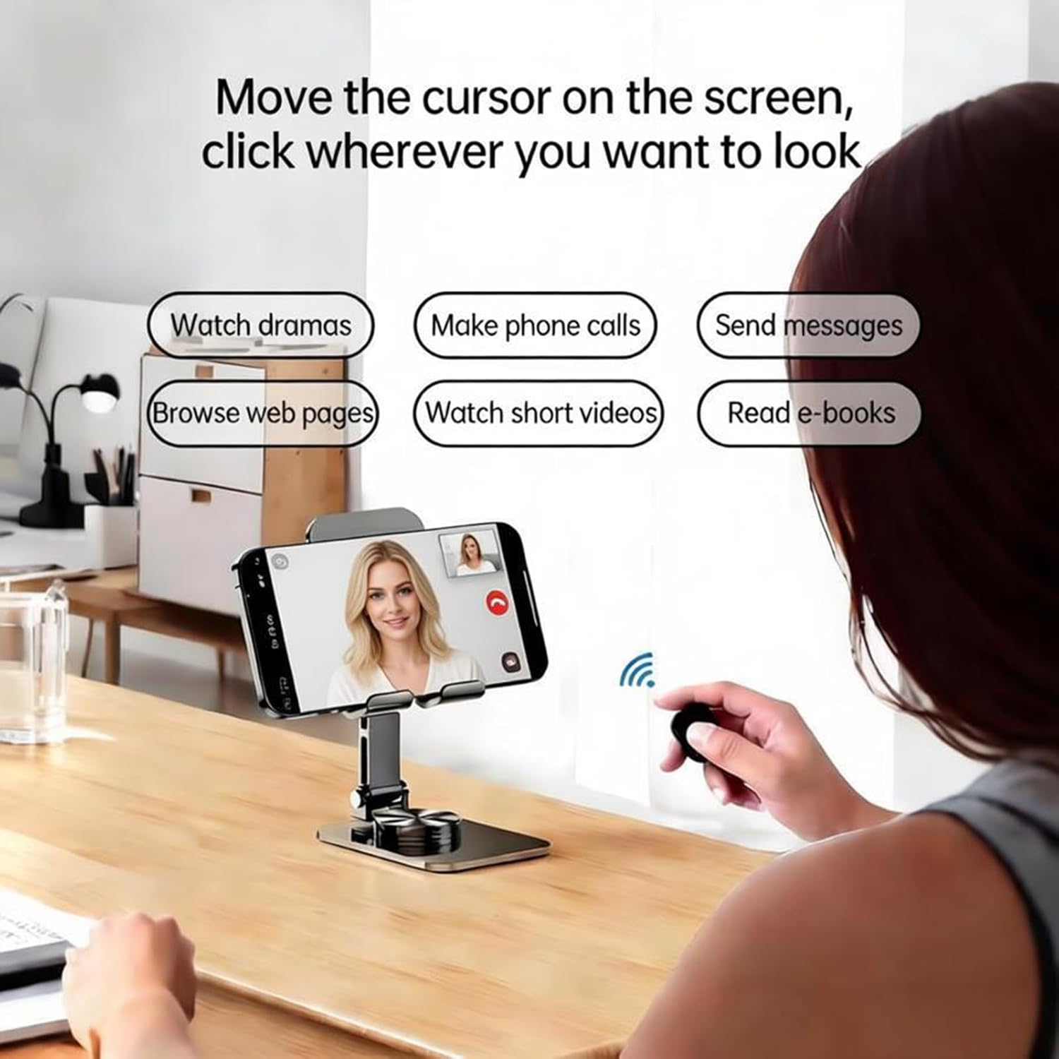 Fingertip Wireless Bluetooth Ring Remote - Air Mouse for TikTok Functional Scrolling Camera Shutter Page Turner Touch Control iOS/Android Phone & Tablet Control 10m Range Ergonomic (White)