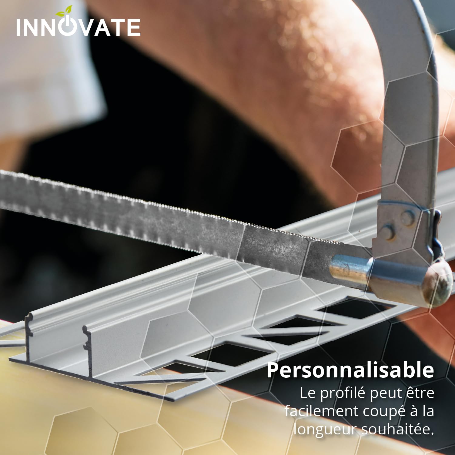 INNOVATE Profilé en aluminium pour bande LED Carrelage avec Diffuseur | Profile aluminium LED Carrelage Lumières LED chambre cuisine couloir lampes LED pour chambre profilés en aluminium