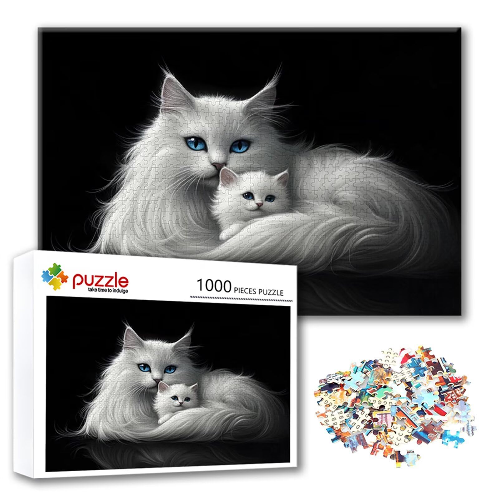 Puzzle ze zwierzętami 2000 sztuk kot, niemożliwe łamigłówki, drewniane układanki dla dorosłych układanki, gry logiczne dla całej rodziny z redukcją ciśnienia, prezenty dla kobiet mężczyzn H-1