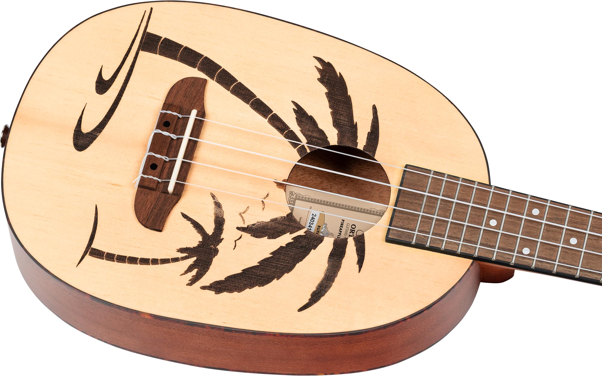 Ortega Guitars Akustyczne Ukulele Koncertowe – Seria Bonfire – Korpus Pineapple – Świerk/Sapele, Wykończenie Naturalne (RUPA5)