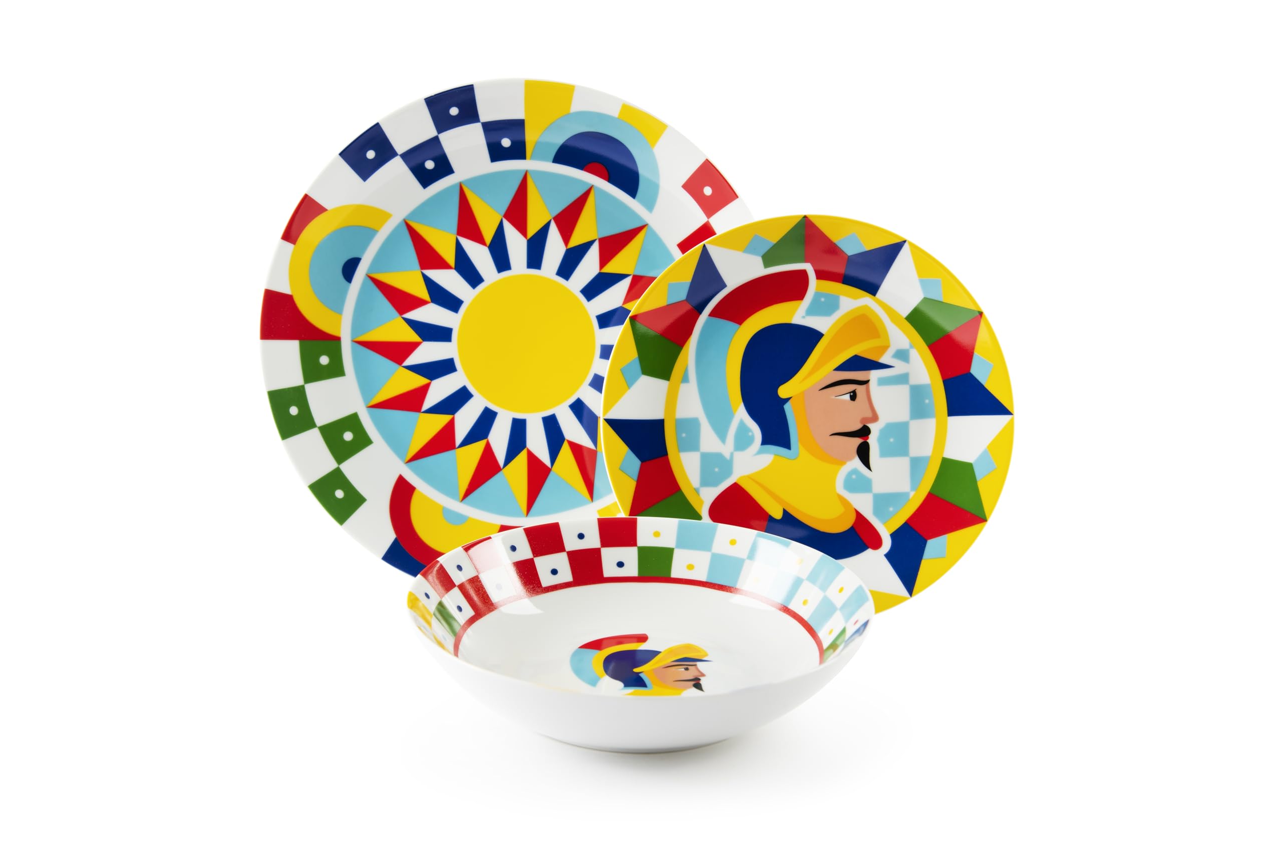 Excelsa Sicilian Rhapsody Service de vaisselle, style sicilien, porcelaine, 18 pièces