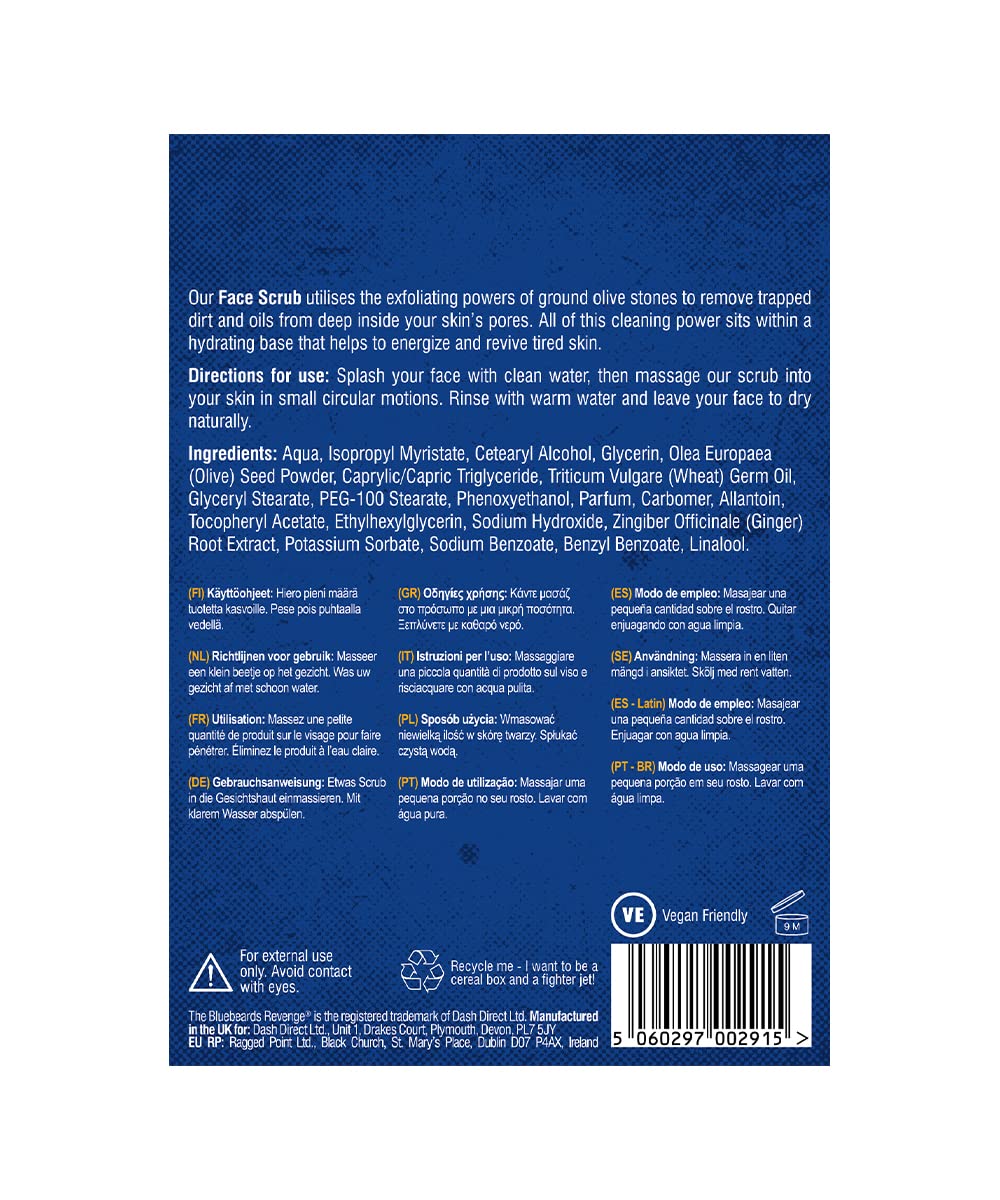 The Bluebeards Revenge Face Scrub For Men Deep Exfoliating Daily Face Wash with Natural Olive Stones and Ginger 30ml - Image 2