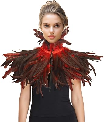 HOMELEX Feather Shawl for Women - Crow Feathers Collar Halloween Swan Cape Witch Costume Accessories