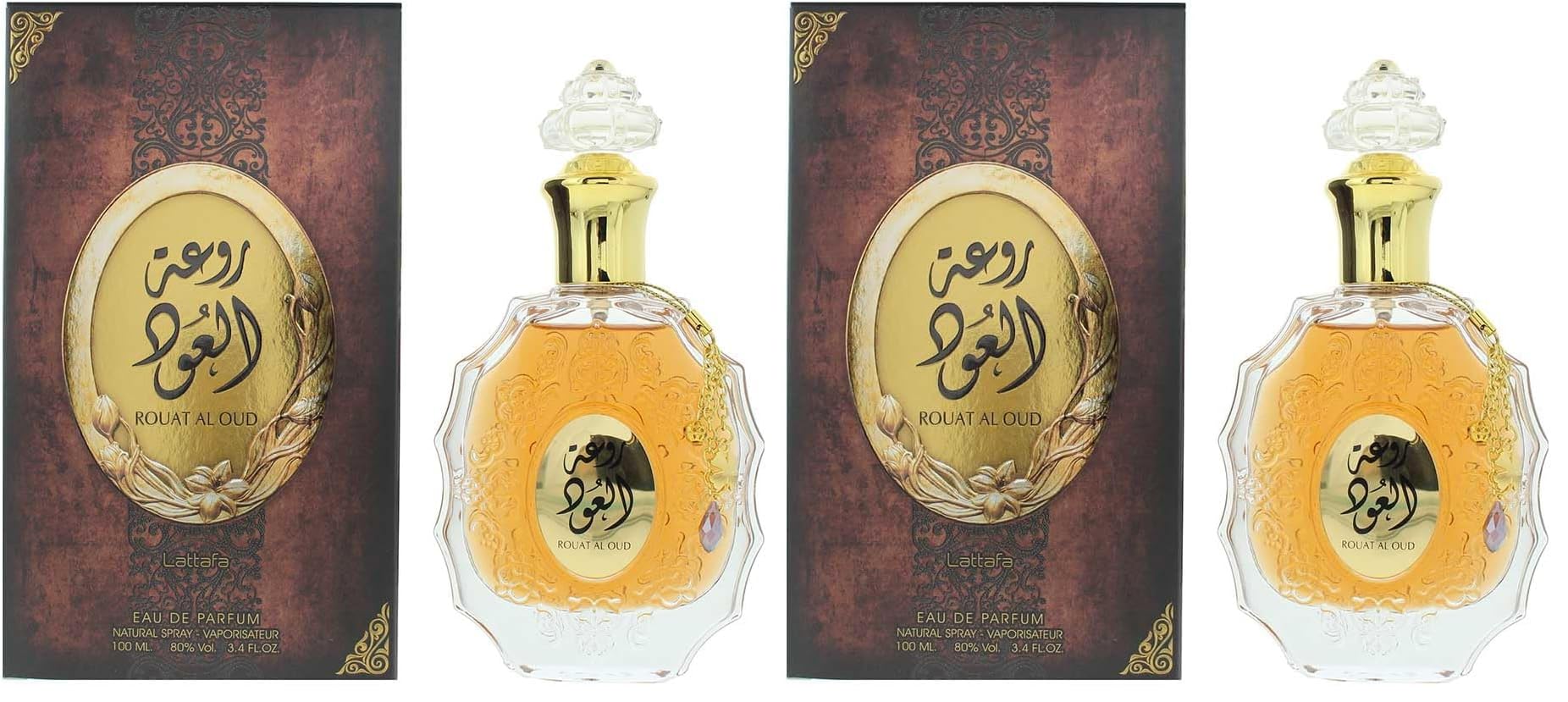Lattafa Rouat Al Oud for Unisex Eau de Parfum Spray, 3.4 Ounce (Pack of 2)