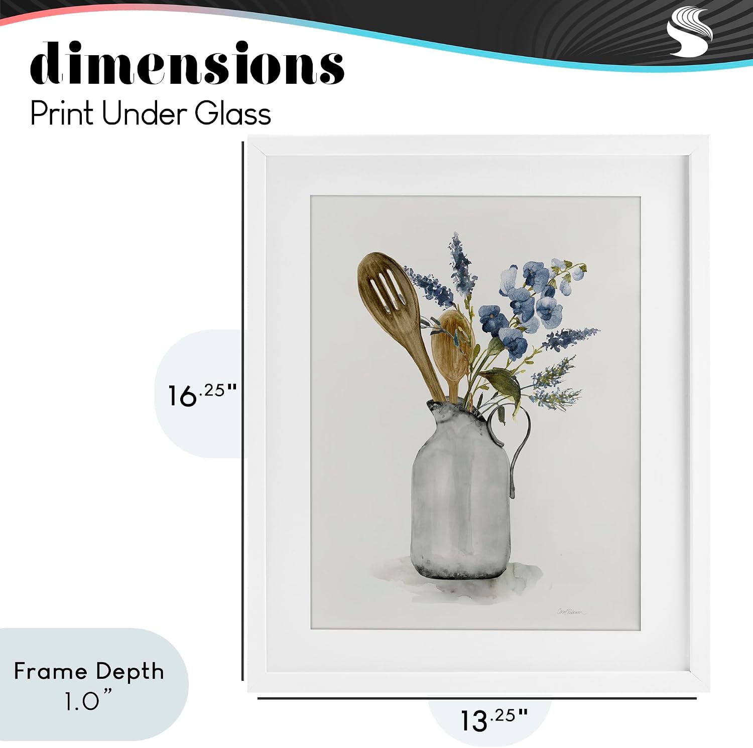 'Vintage Pitcher with Utensils'| Framed Print Under Glass