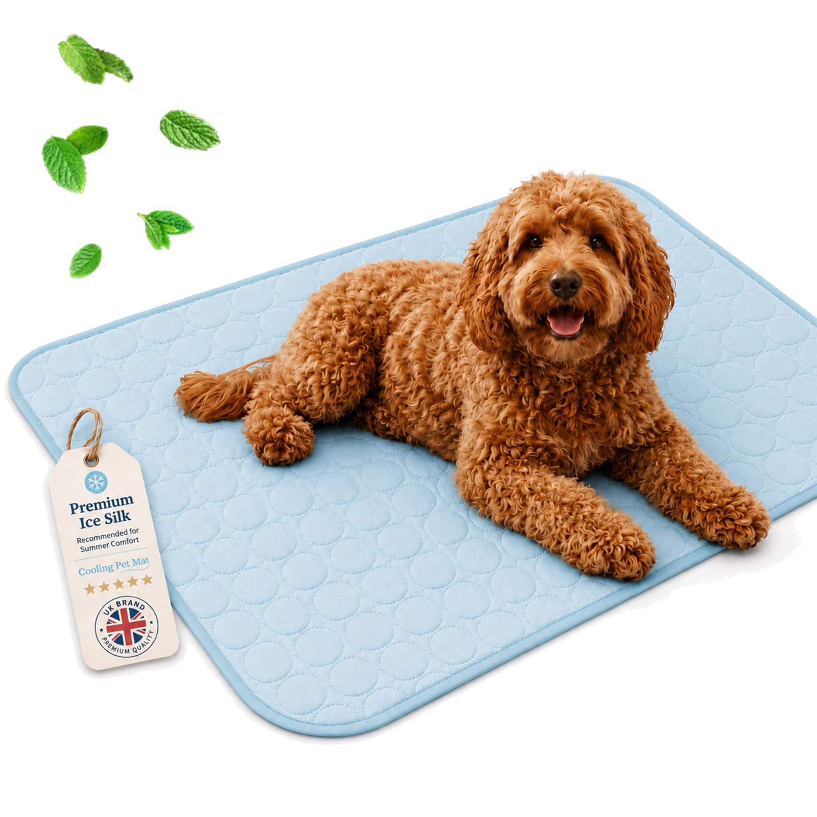 ChillPaws Cooling Mat - Original Chilli Paws Cooling Mat, Washable Ice Silk Self, Cooling Dog Blanket with Chemical-Free Ice Silk Fabric for Crates Sofas & Summer Garden Relaxation (Blue 2,150x100cm)
