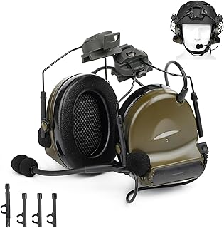 ARC Rail Adapter Ⅰ/ Ⅱ Tactical Helmet Headset with Replaceable Headphone Stand and U94 KEN PTT for Airsoft Sports