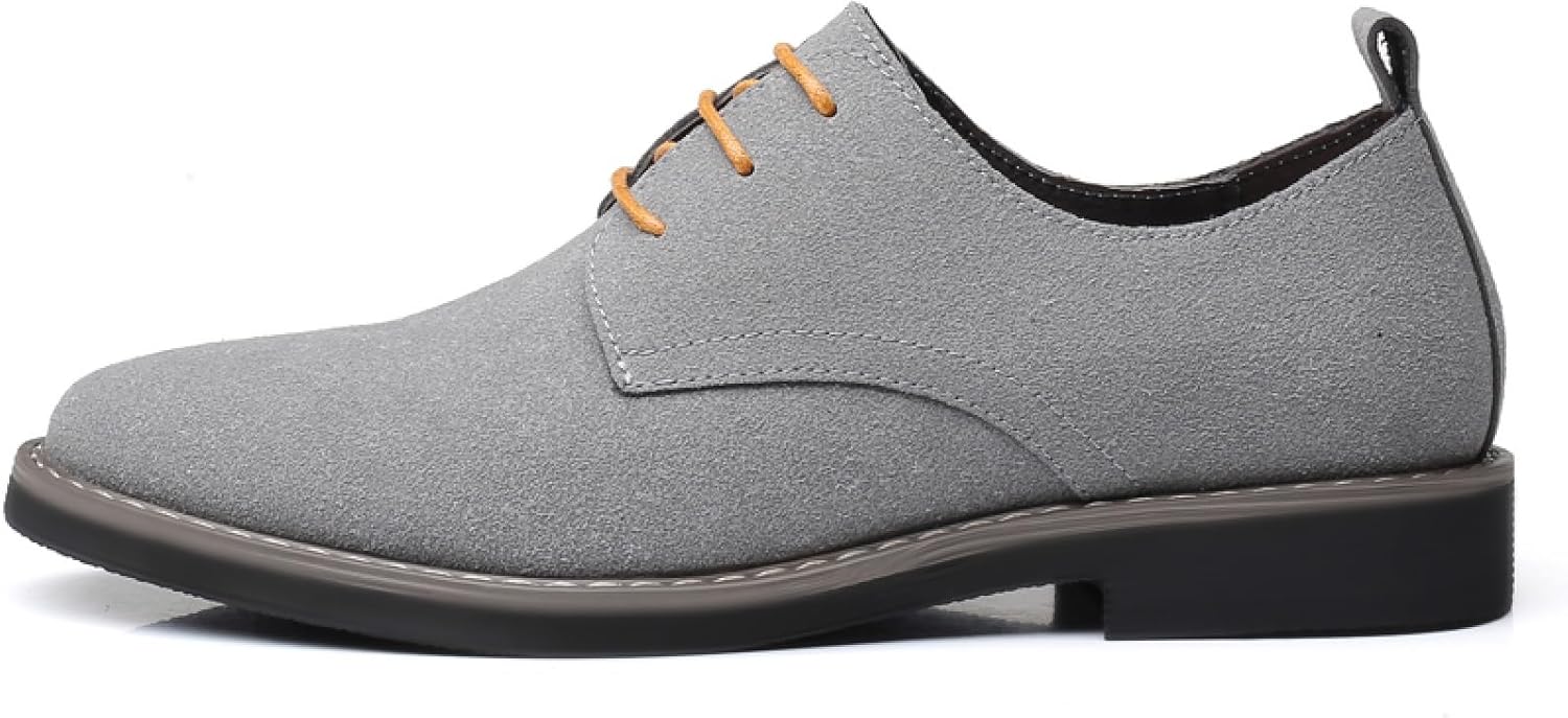 Mens Suede Leather Dress Shoes Casual Lace Up Oxfords Shoes - Image 4