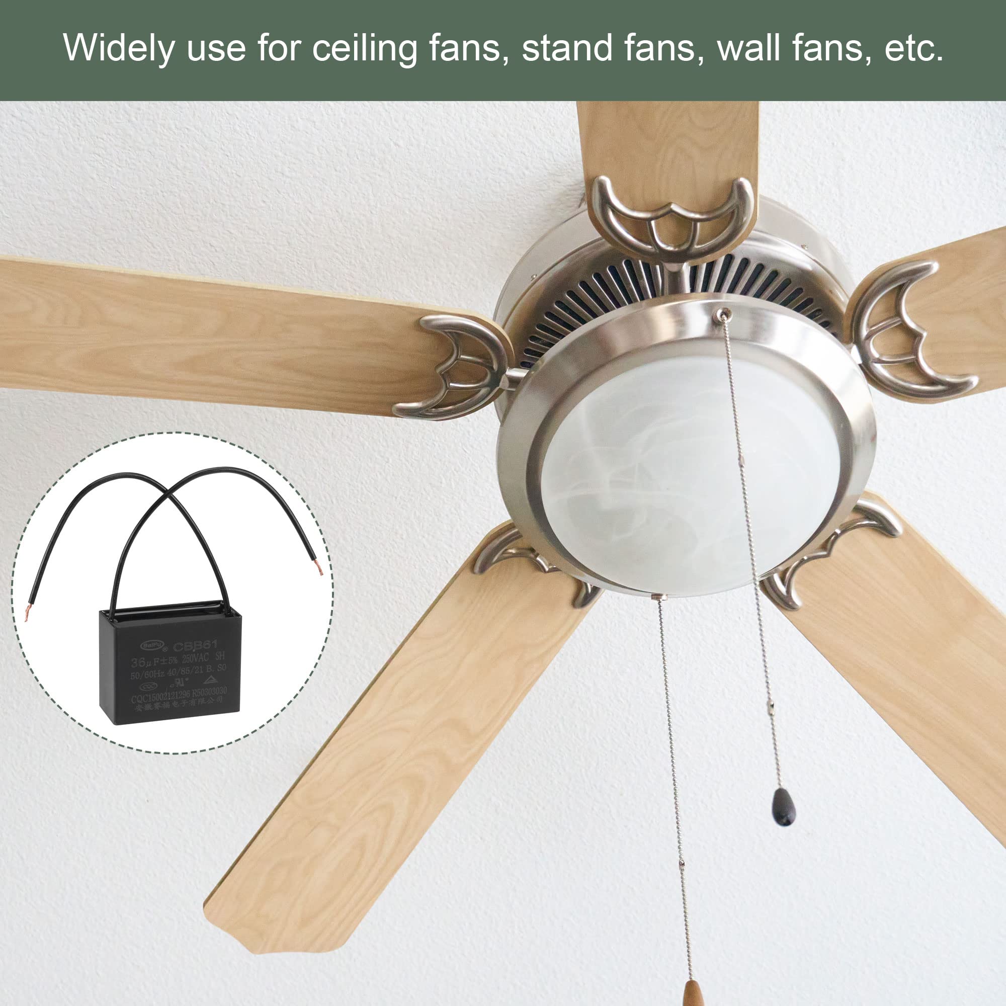 3 uds condensador de ventilador de techo CBB61, condensador de película de polipropileno metalizado ideal for ventiladores bombas motores en funcionamiento