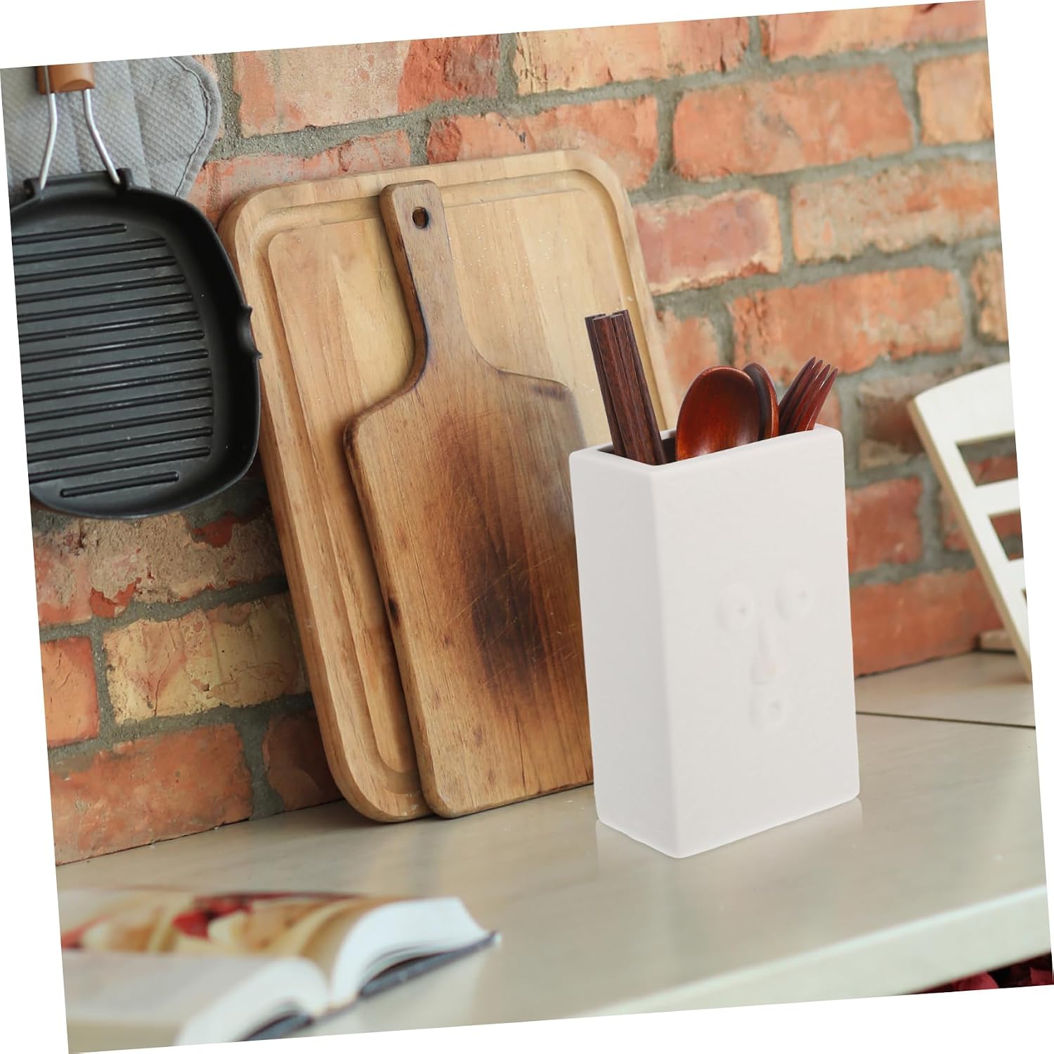 1Pc Ceramic Chopstick Holder for Kitchen Utensils Countertop Organizer for Cutlery Space-saving Storage for Home Restaurants Lightweight and Practical Design