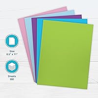 Vista 2 de PrintWorks Fantasy Land - Papel de cartulina de 8.5 x 11 pulgadas, 200 hojas, 5 colores surtidos de fantasía, ideal para proyectos escolares