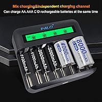 Vista 5 de Tenberly Cargador de batería universal AA AAA C D con 4 baterías recargables de tamaño C de 4000 mAh