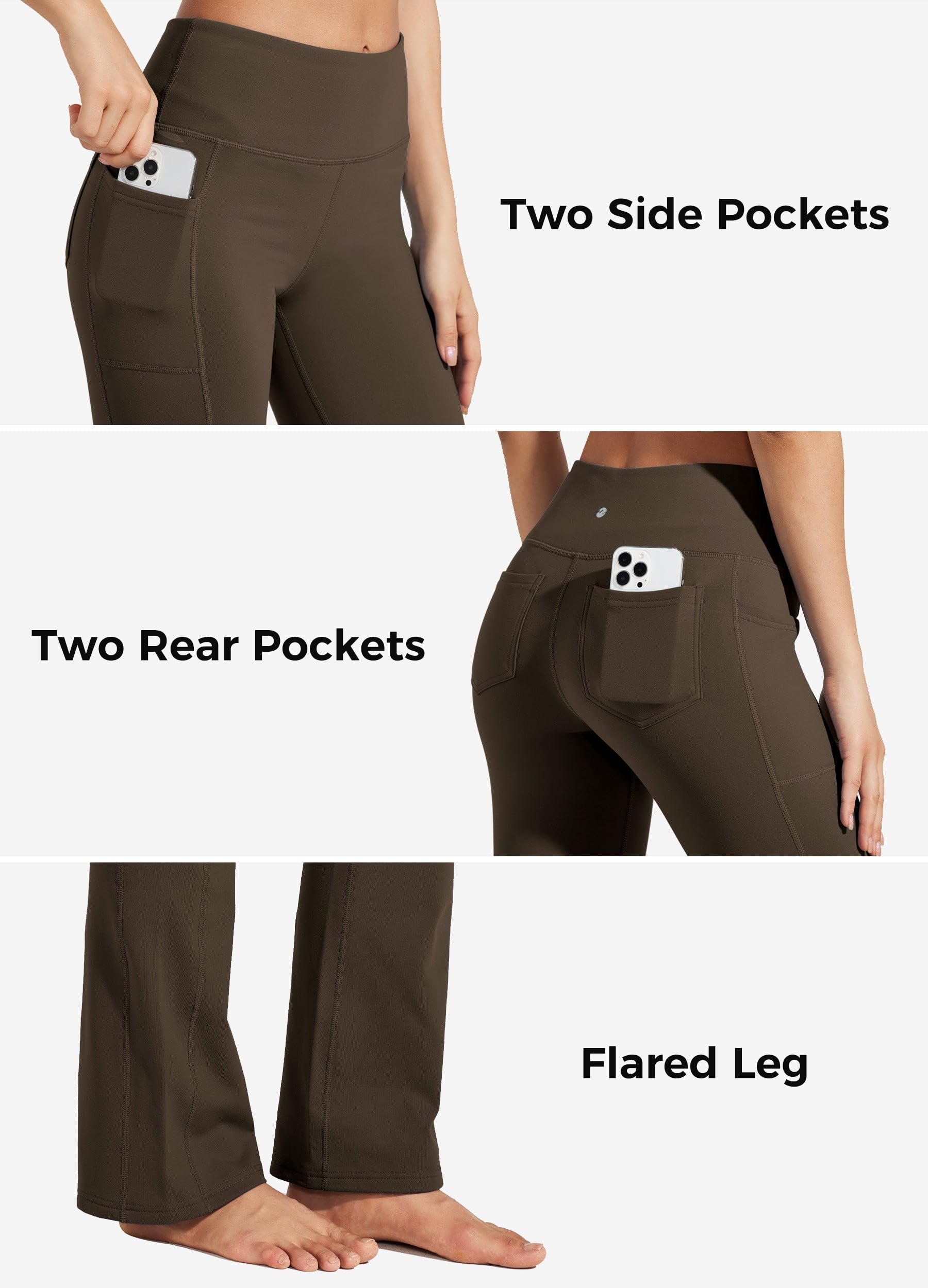 Willit Pantalon de yoga doublé en polaire pour femme - Pantalon d'hiver thermique taille haute - Résistant à l'eau