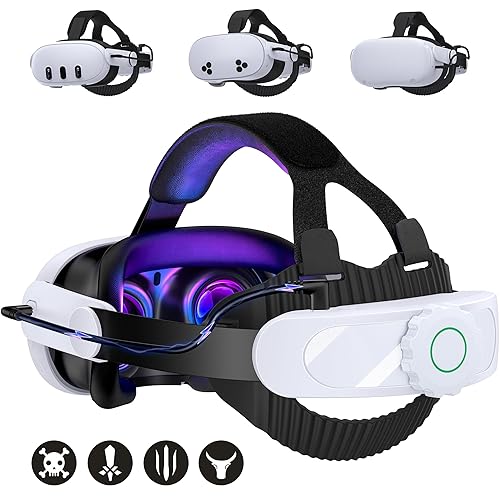Battery HeadStrap Compatible with Oculus Meta Quest 3S/Quest 3/Quest 2, 8000mAh VR Headset Strap Quest 3S Replacement Enhanced Comfort - M-With Battery