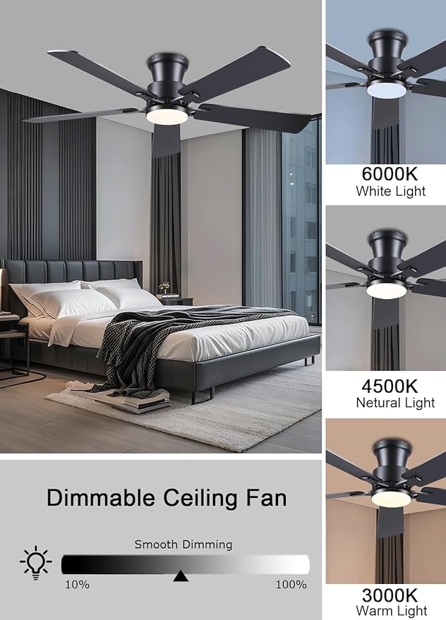 Ventilador de Techo 52 Pulgadas con Luz, 6 Velocidades, 120V miniatura 7