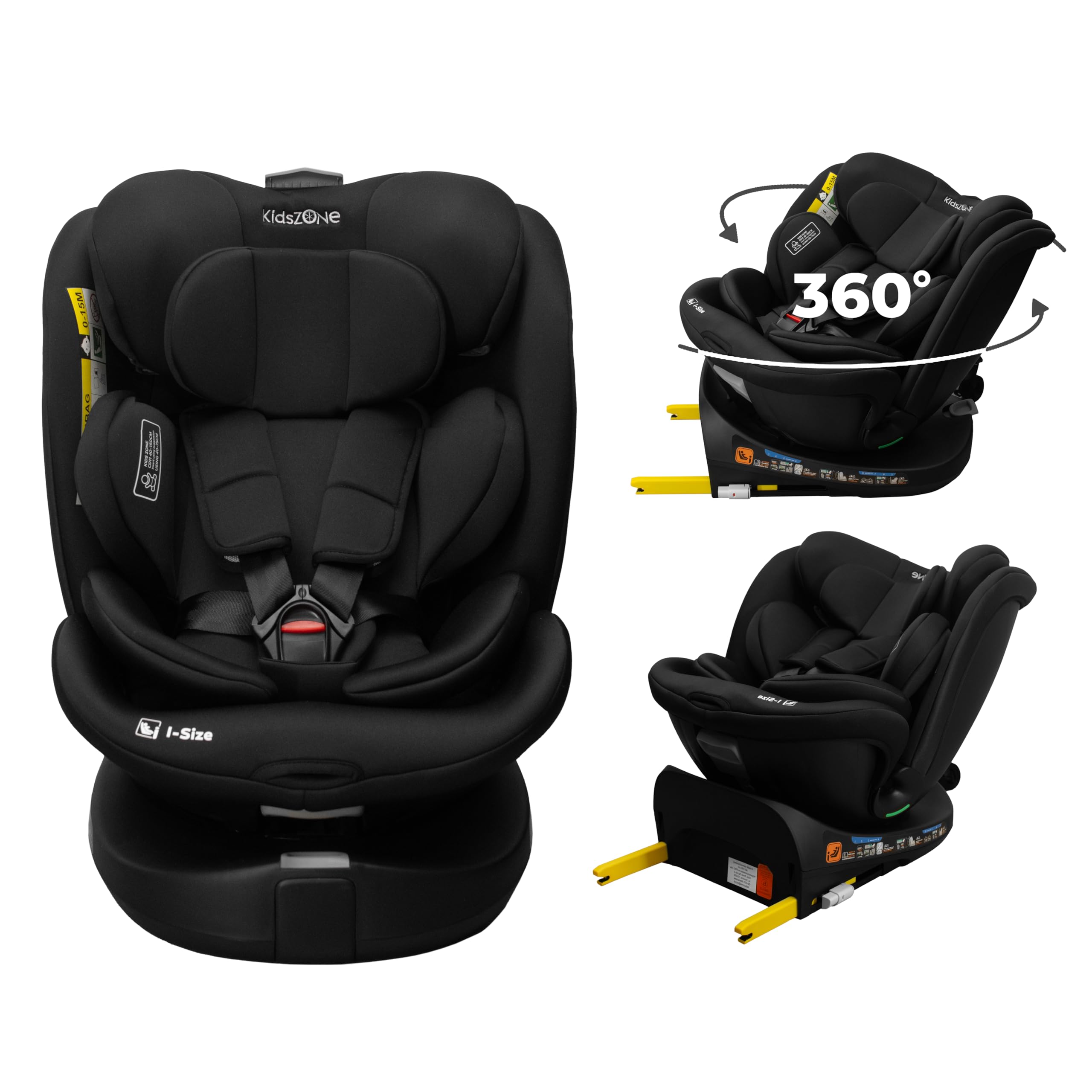 Fotelik samochodowy dla dzieci 0-36 kg – i-Size 40-150 cm, ISOFIX z bazą obrotową 360° – RWF/FWF, regulacja zagłówka i nachylenia – Memory Foam, dla dzieci od 0 do 12 lat