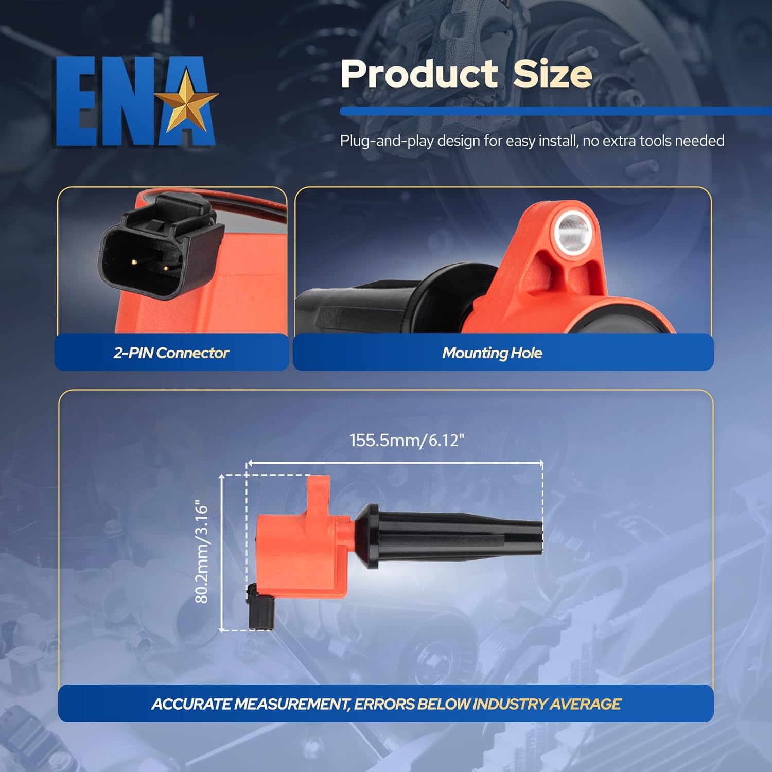 ENA Ignition Coil Pack FD505 Compatible with Ford Lincoln Mazda Mercury Escape Fusion Focus Ranger MKZ 3 6 Mariner Milan 2015 2016 2017 2018 2019 2.0L 2.5L L4 Coils Set of 4 Replacement for DG507